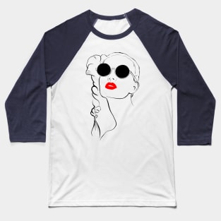 Dark silhouette of a women. Baseball T-Shirt